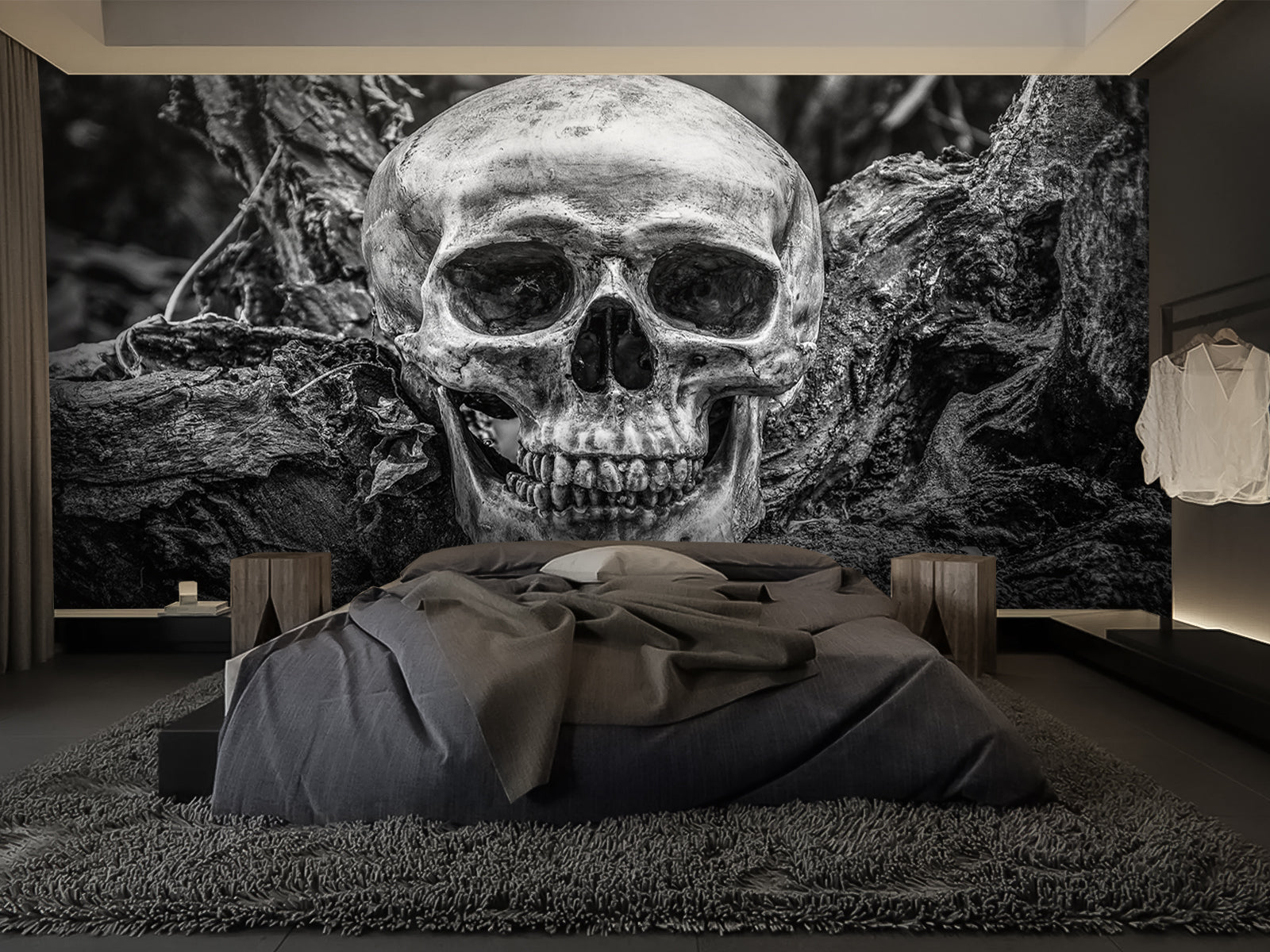Vlies Tapete XXL Poster Fototapete Totenkopf im Wald