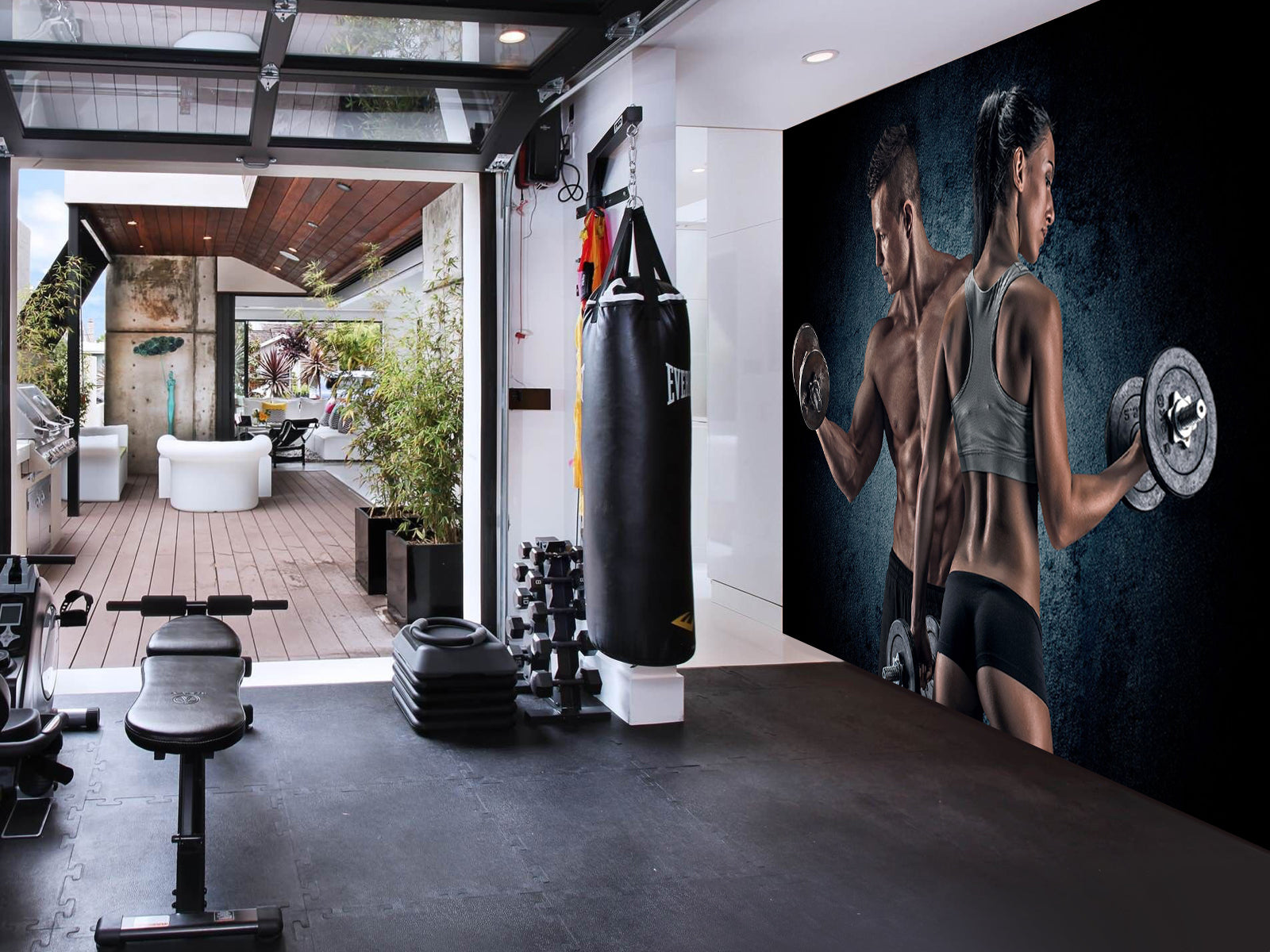 Vlies Tapete XXL Poster Fototapete Fitness Sport Paar Hanteln