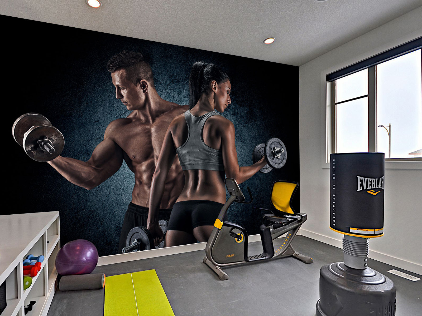 Vlies Tapete XXL Poster Fototapete Fitness Sport Paar Hanteln