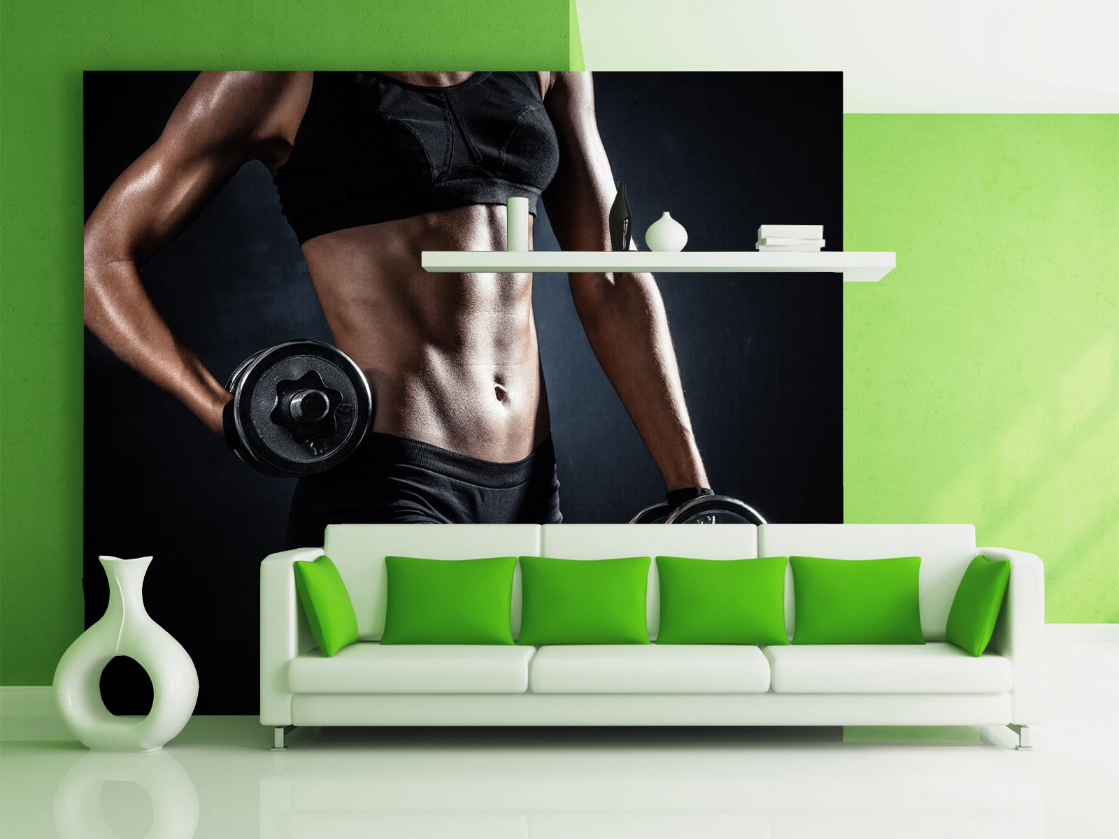 Vlies Tapete XXL Poster Fototapete Fitnessstudio Frau Sport