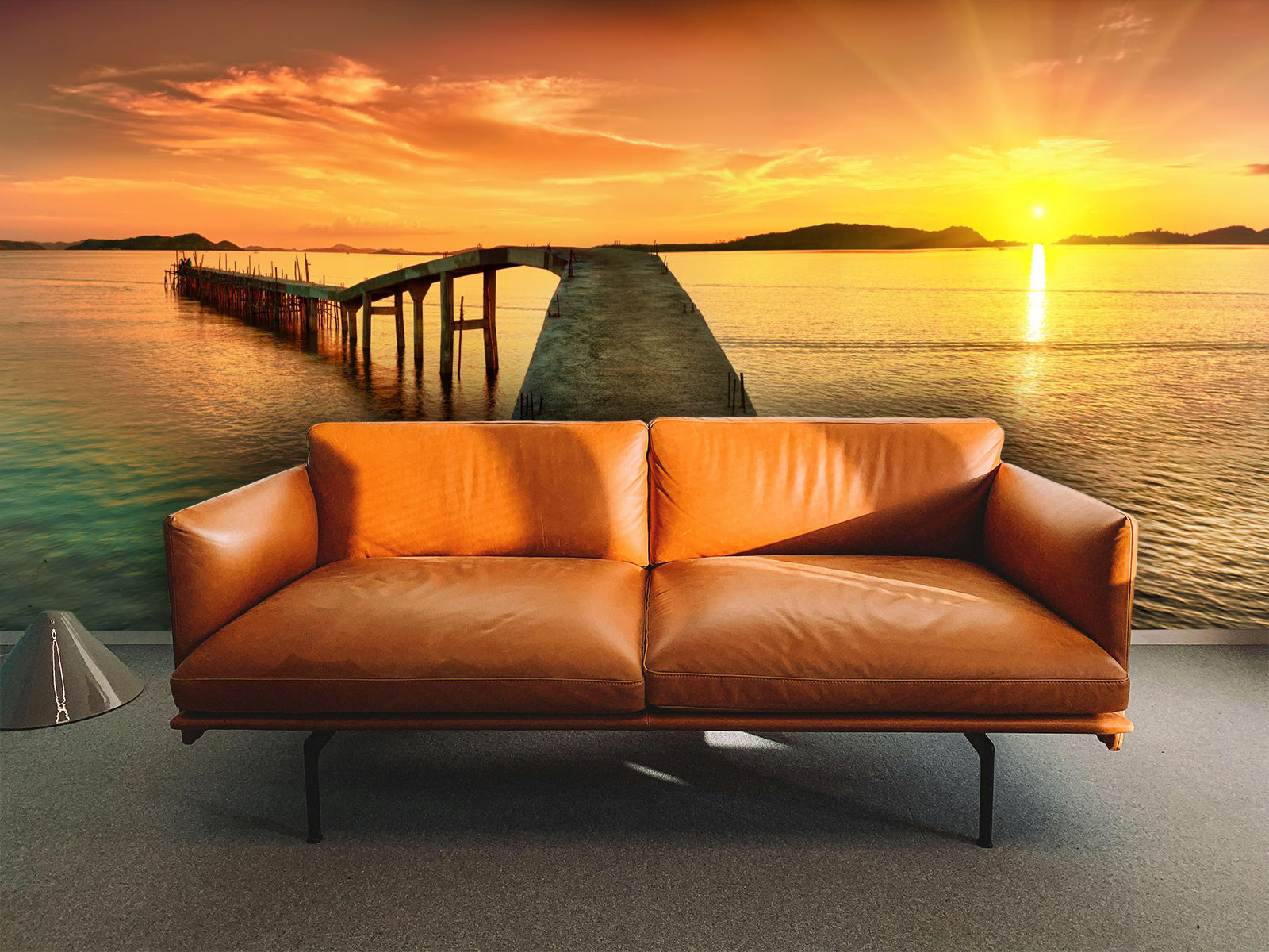 Vlies Tapete XXL Poster Fototapete Steg am See Sonnenuntergang