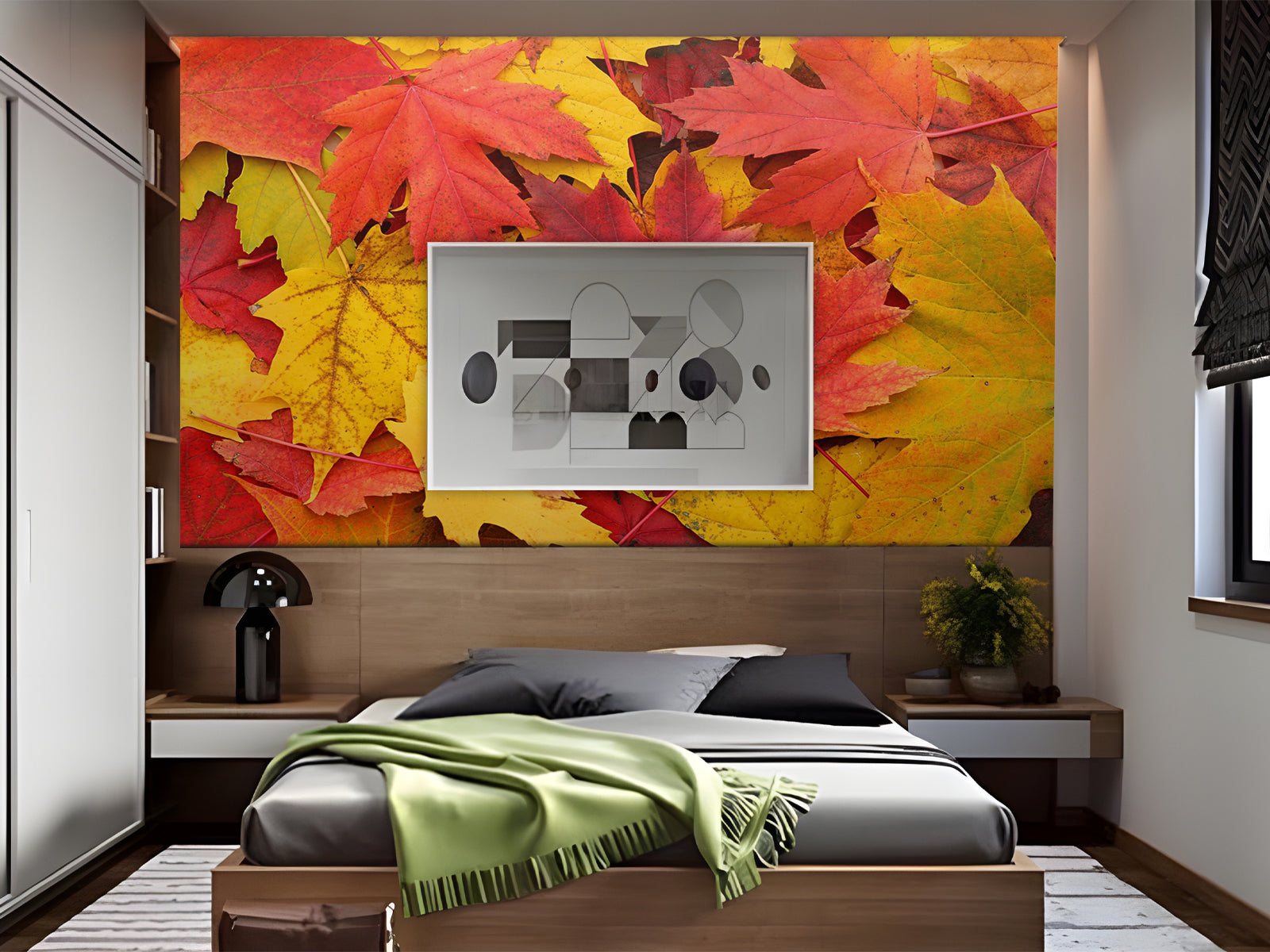 Vlies Tapete XXL Poster Fototapete Herbst Laubblätter Rot