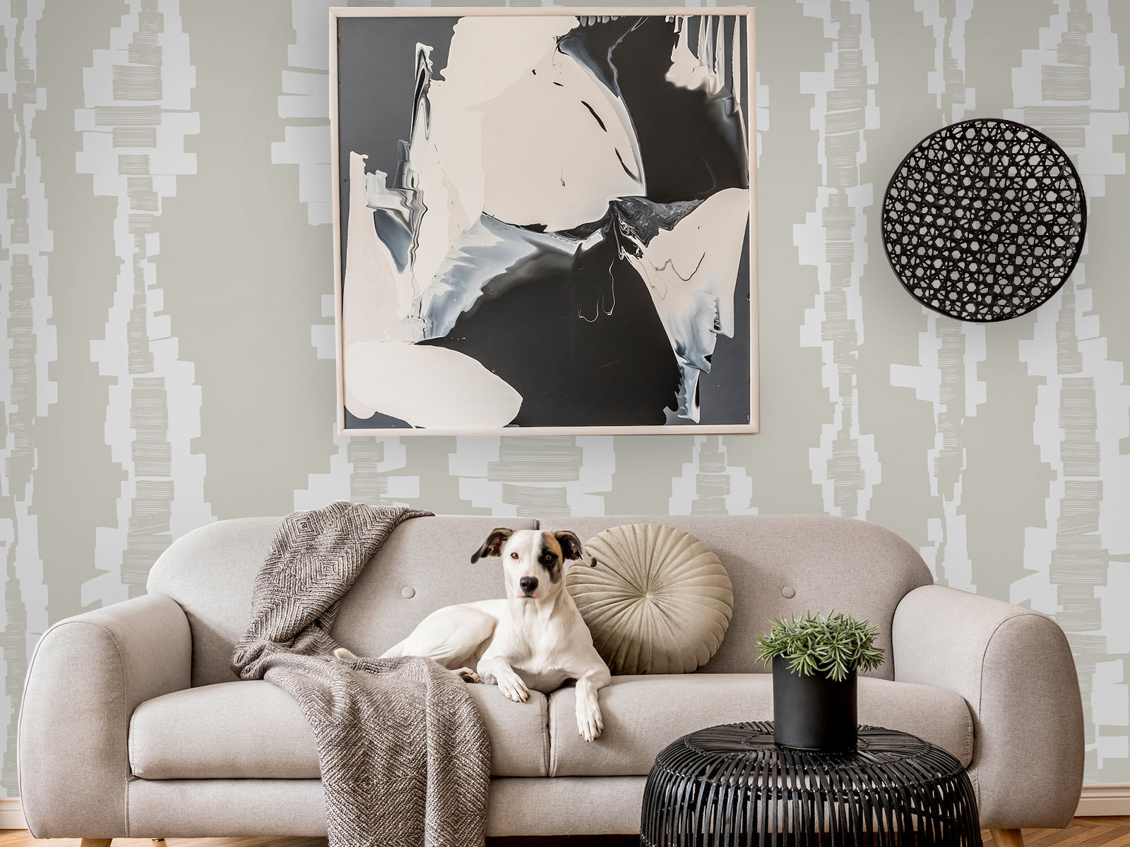 Vlies Tapete XXL Poster Fototapete Strukur Beige Pinselstreifen
