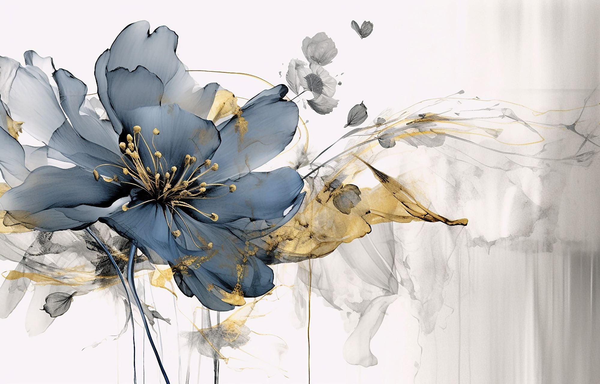 Vlies Tapete XXL Poster Fototapete Blume edel Aquarelle