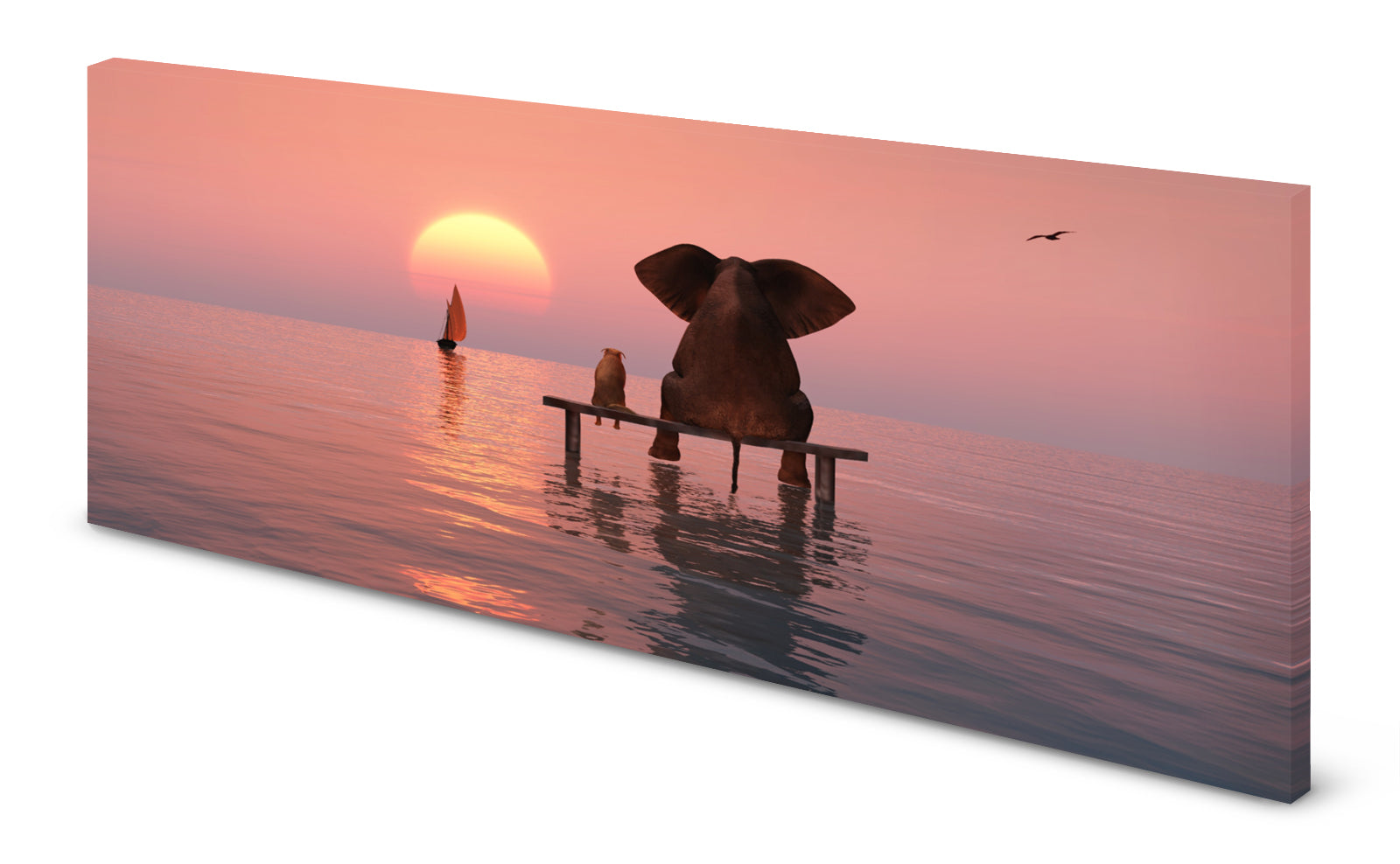 p0193-magnettafel-panorama-bild-elefant-hund-freundschaft-sonnenuntergangl76mwtwvxis29