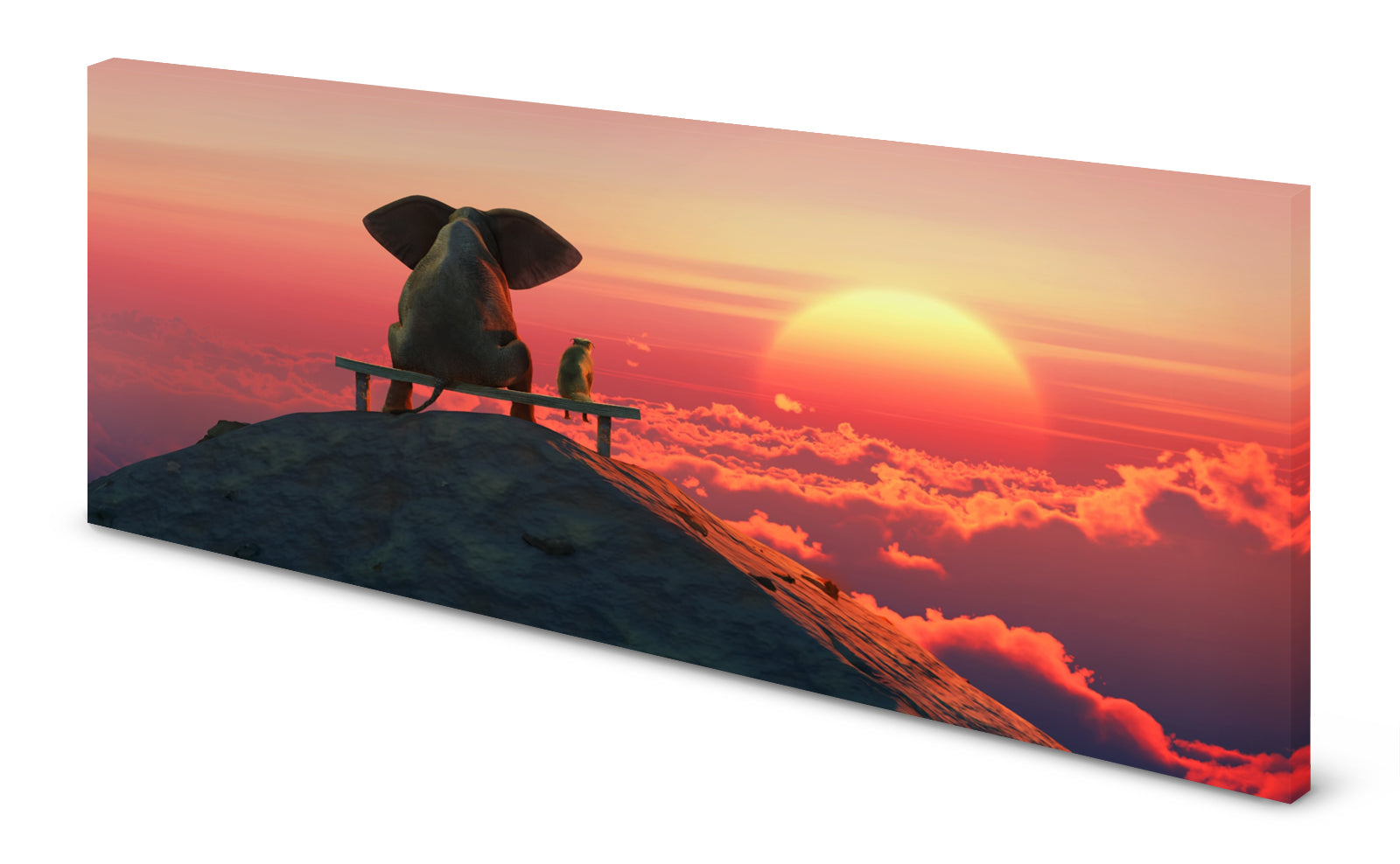 p0267-magnettafel-panorama-bild-elefant-hund-freundschaft-sonnenuntergangqutacaicgbwrf