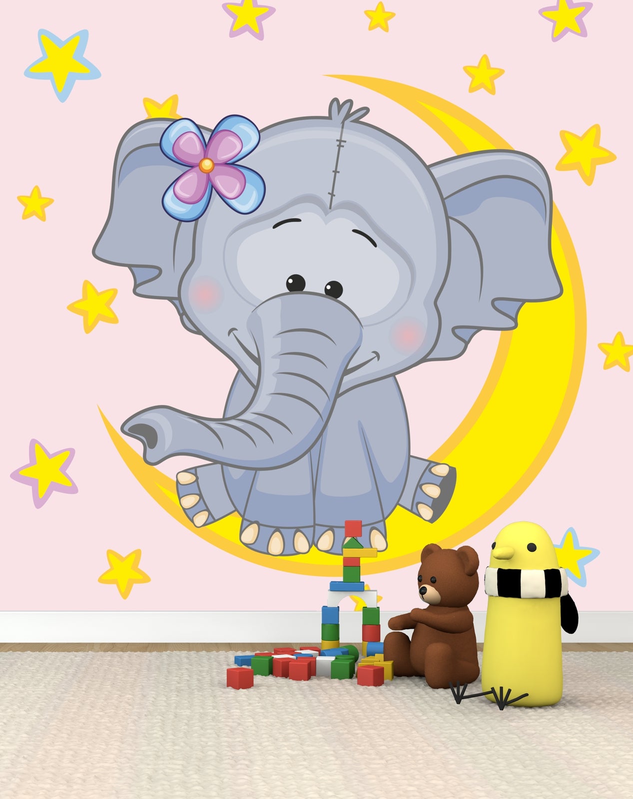 tap0334-800-x-800-vlies-tapete-kinderzimmer-elefant-rosa-sterne-ir1